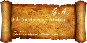 Günszberger Albina névjegykártya